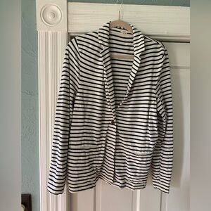 J.Crew Blazer. Navy and off-white stripe. Cotton, so has some stretch to it!